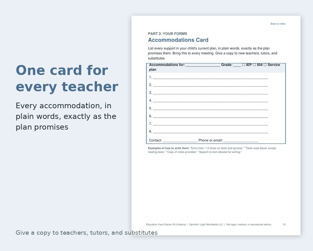 The one-page accommodations card to give every teacher