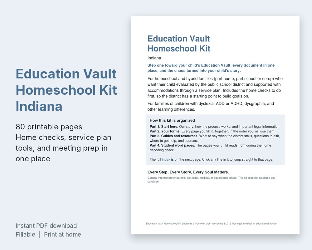 The cover of the 80-page Education Vault Homeschool Kit, Indiana